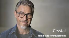  Presentation with wrinkles gray hair - Presentation theme featuring middle-age-casual-man background and a gray colored foreground