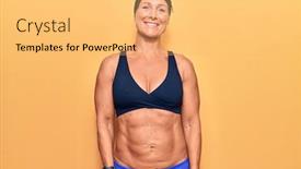  Presentation with teeth - PPT theme enhanced with middle-age-caucasian-blonde-woman background and a yellow colored foreground