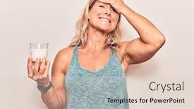  Presentation with milk - Audience pleasing theme consisting of middle-age-caucasian-blonde-woman backdrop and a lemonade colored foreground