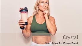  Presentation with hand shake - Slide deck with middle-age-caucasian-blonde-woman background and a lemonade colored foreground