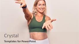  Presentation with hug - Colorful PPT theme enhanced with middle-age-caucasian-blonde-woman backdrop and a lemonade colored foreground