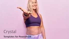  Presentation with pink business - Amazing PPT theme having middle-age-caucasian-blonde-woman backdrop and a lemonade colored foreground