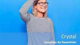  Presentation with far away - Theme with middle-age-caucasian-blonde-woman background and a teal colored foreground