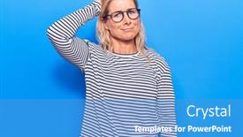  Presentation with glass human head brain - Slides having middle-age-caucasian-blonde-woman background and a teal colored foreground