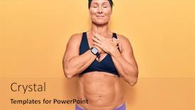  Presentation with chest - Cool new presentation with middle-age-caucasian-blonde-woman backdrop and a coral colored foreground