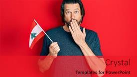  Presentation with mouth - Amazing slide set having middle-age-caucasian-man-holding backdrop and a red colored foreground