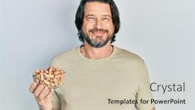  Presentation with peanuts - Slide set with middle-age-caucasian-man-holding background and a soft green colored foreground