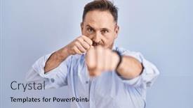  Presentation with violence - Slide deck consisting of middle-age-caucasian-man-standing background and a light blue colored foreground