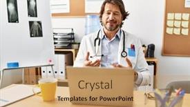  Presentation with video - Presentation theme having middle-age-caucasian-man-wearing background and a coral colored foreground