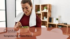  Presentation with sporty - Presentation having middle-age-caucasian-sporty-woman background and a red colored foreground