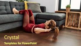  Presentation with sporty - Presentation with middle-age-caucasian-sporty-woman background and a tawny brown colored foreground