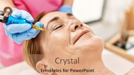  Presentation with anti aging - PPT theme with middle-age-caucasian-woman-having background and a coral colored foreground