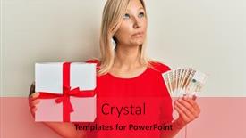  Presentation with south korean - Slides enhanced with middle-age-caucasian-woman-holding background and a red colored foreground