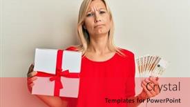  Presentation with south korean - Presentation theme featuring middle-age-caucasian-woman-holding background and a red colored foreground