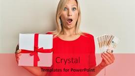  Presentation with south korean - Colorful presentation theme enhanced with middle-age-caucasian-woman-holding backdrop and a red colored foreground