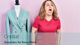  Presentation with anger - Slide set having middle-age-caucasian-woman-standing background and a light blue colored foreground