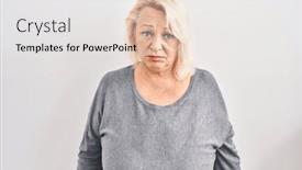  Presentation with woman crying - Theme with middle-age-caucasian-woman-standing background and a  colored foreground