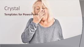  Presentation with sleepiness - Slide set enhanced with middle-age-caucasian-woman-standing background and a lemonade colored foreground