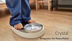  Presentation with machine - Presentation design consisting of middle-age-caucasian-woman-using background and a  colored foreground