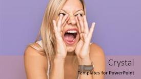  Presentation with mouth - Slide deck consisting of middle-age-caucasian-woman-wearing background and a coral colored foreground