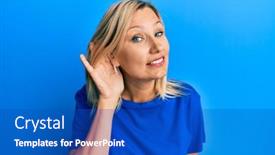  Presentation with hearing - Beautiful slides featuring middle-age-caucasian-woman-wearing backdrop and a cobalt blue colored foreground