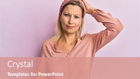  Presentation with question - Cool new presentation with middle-age-caucasian-woman-wearing backdrop and a coral colored foreground