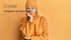  Presentation with depression - Beautiful PPT theme featuring middle-age-caucasian-woman-wearing backdrop and a yellow colored foreground