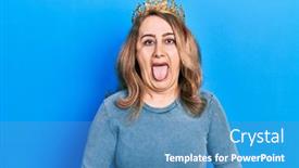  Presentation with emotion - Presentation design with middle-age-caucasian-woman-wearing background and a teal colored foreground