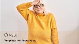  Presentation with memory - Presentation theme consisting of middle-age-caucasian-woman-wearing background and a yellow colored foreground