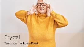  Presentation with stress - Slide set enhanced with middle-age-caucasian-woman-wearing background and a yellow colored foreground