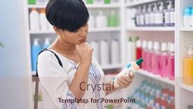  Presentation with shampoo - PPT layouts consisting of middle-age-chinese-woman-customer background and a coral colored foreground