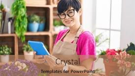  Presentation with medicina tradicional chinesa chinese herb - Slide deck having middle-age-chinese-woman-florist background and a coral colored foreground