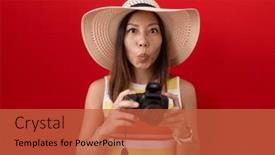  Presentation with reflex - Slides enhanced with middle-age-chinese-woman-using background and a red colored foreground