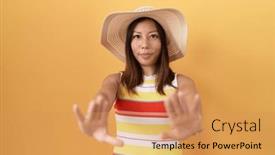  Presentation with frustration - Theme featuring middle-age-chinese-woman-wearing background and a coral colored foreground