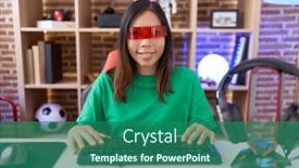  Presentation with virtual reality - Presentation with middle-age-chinese-woman-wearing background and a  colored foreground