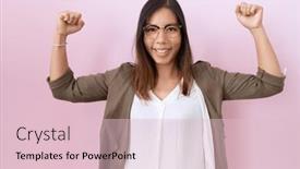  Presentation with chinese chinese - Slides featuring middle-age-chinese-woman-wearing and a  colored foreground