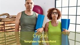  Presentation with yoga - Slides with middle-age-couple-holding-yoga background and a tawny brown colored foreground