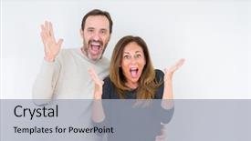  Presentation with love - Presentation design featuring middle age couple in love background and a light gray colored foreground