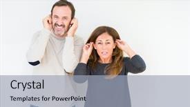  Presentation with movie theater loving couple - Slide set featuring middle age couple in love background and a  colored foreground