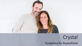  Presentation with electric love - Colorful PPT theme enhanced with middle age couple in love backdrop and a light gray colored foreground