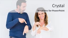  Presentation with love - Theme having middle age couple in love background and a sky blue colored foreground