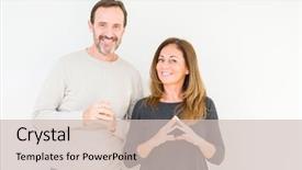  Presentation with love - Amazing PPT theme having middle age couple in love backdrop and a soft green colored foreground