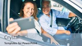  Presentation with car picture - Slide deck enhanced with middle-age-couple-in-love background and a light blue colored foreground