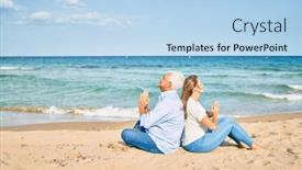  Presentation with lotus - Colorful slide deck enhanced with middle-age-couple-in-love backdrop and a light blue colored foreground