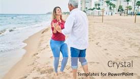  Presentation with dance beautiful couple dancing ballroom - Amazing PPT theme having middle-age-couple-in-love backdrop and a lemonade colored foreground