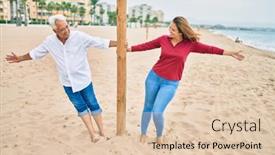  Presentation with walking together - Cool new PPT theme with middle-age-couple-in-love backdrop and a lemonade colored foreground