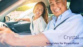  Presentation with love - PPT theme having middle-age-couple-in-love background and a sky blue colored foreground