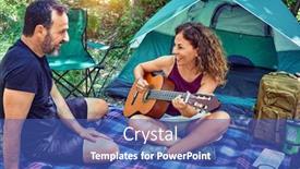  Presentation with classical guitar - Colorful presentation theme enhanced with middle-age-couple-of-hiker backdrop and a ocean colored foreground