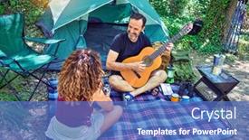  Presentation with classical - Slide set featuring middle-age-couple-of-hiker background and a teal colored foreground