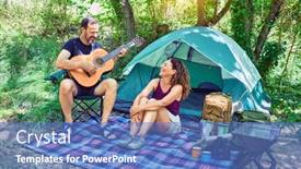  Presentation with classical guitar - Slide set enhanced with middle-age-couple-of-hiker background and a teal colored foreground